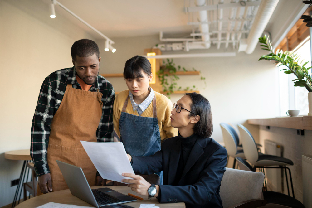 Image of entrepreneurs discussing business. 