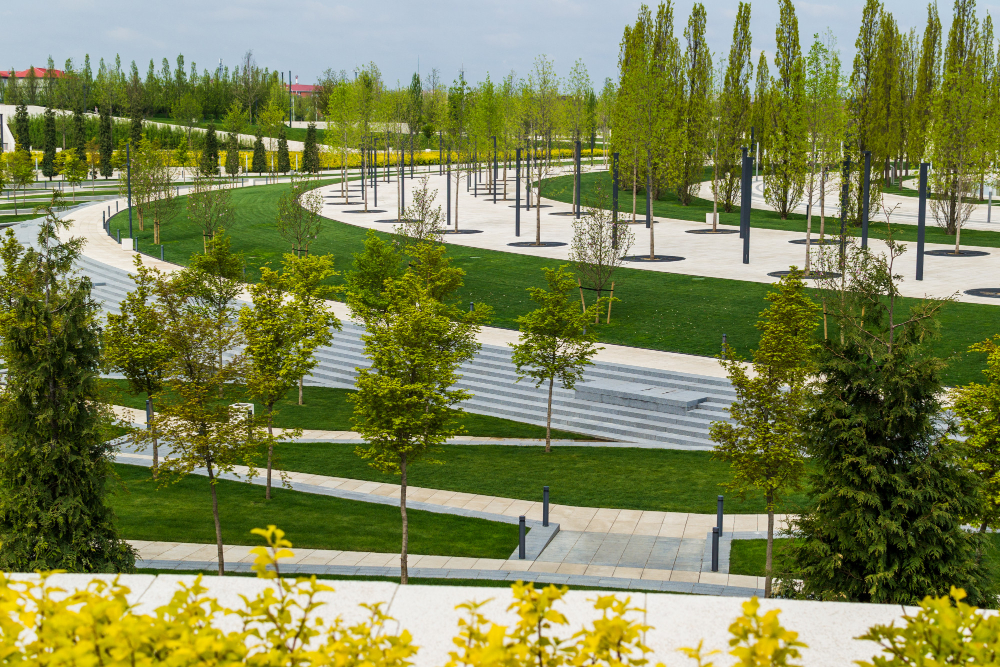 Image of landscaped gardens. 
