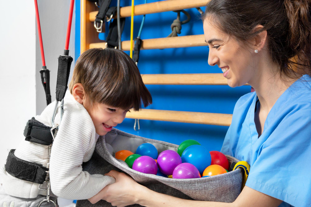 Image of an Occupational therapist with a child