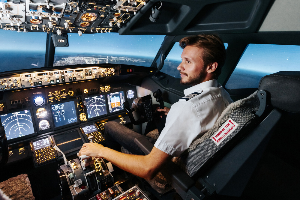 Image of a pilot flying a plane