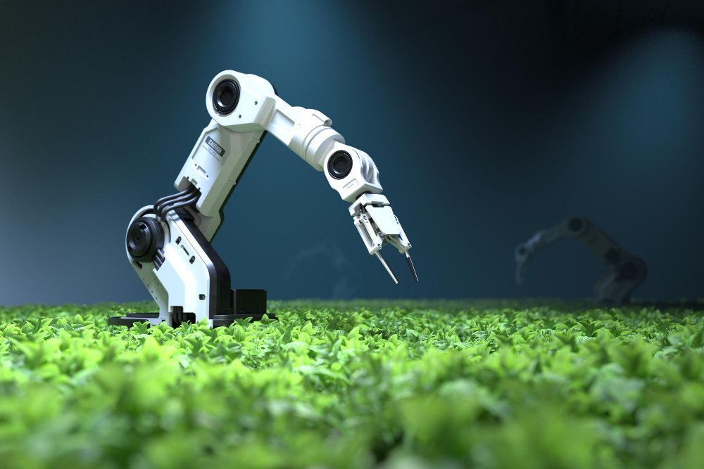 Image of robot working on a farm. 