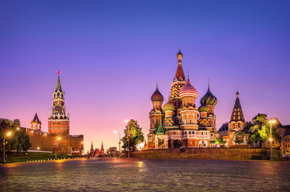 Image of St. Basil's Cathedral and Spasskaya tower in Moscow Russia